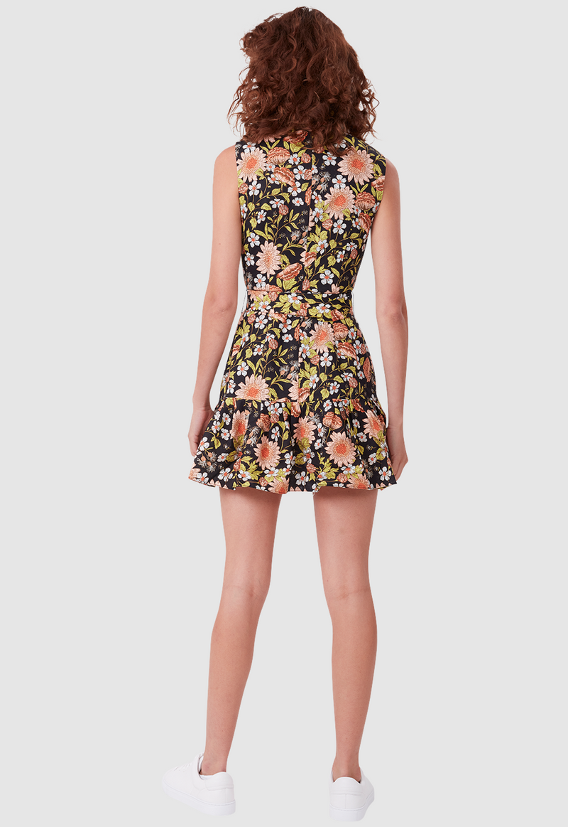 EDIE TENNIS DRESS FLORAL PRINT BLACK