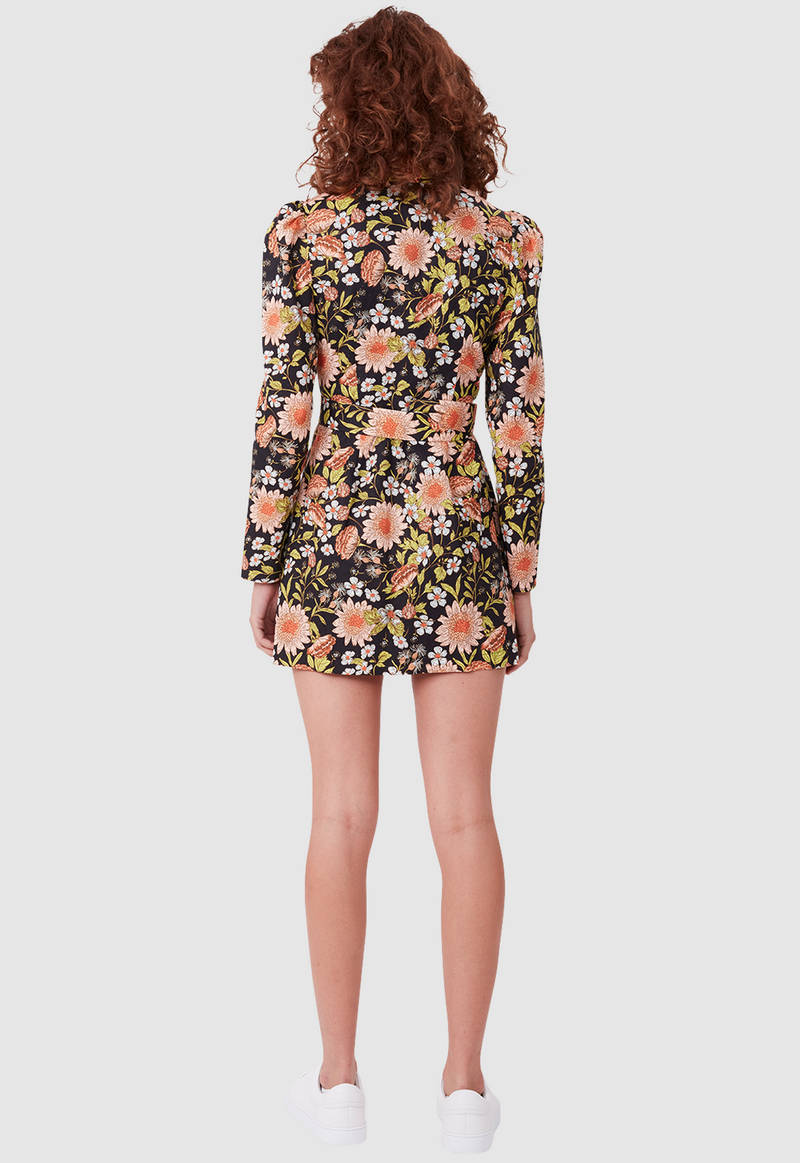 EDIE SHIRT DRESS FLORAL PRINT BLACK