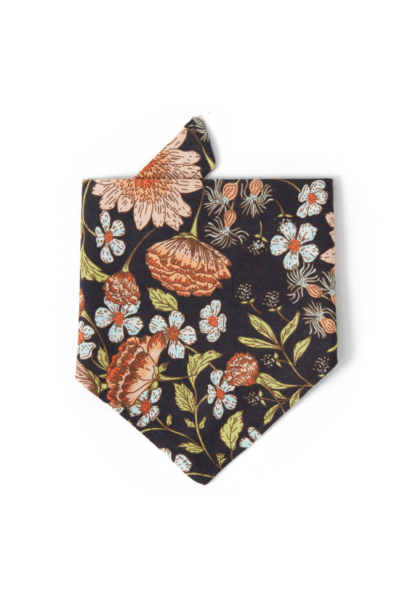 DOG BANDANA FLORAL PRINT BLACK