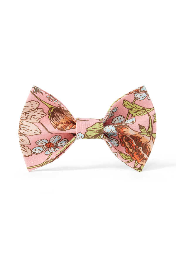 DOG BOW TIE FLORAL PRINT PINK