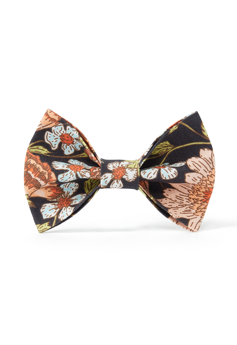 DOG BOW TIE FLORAL PRINT BLACK