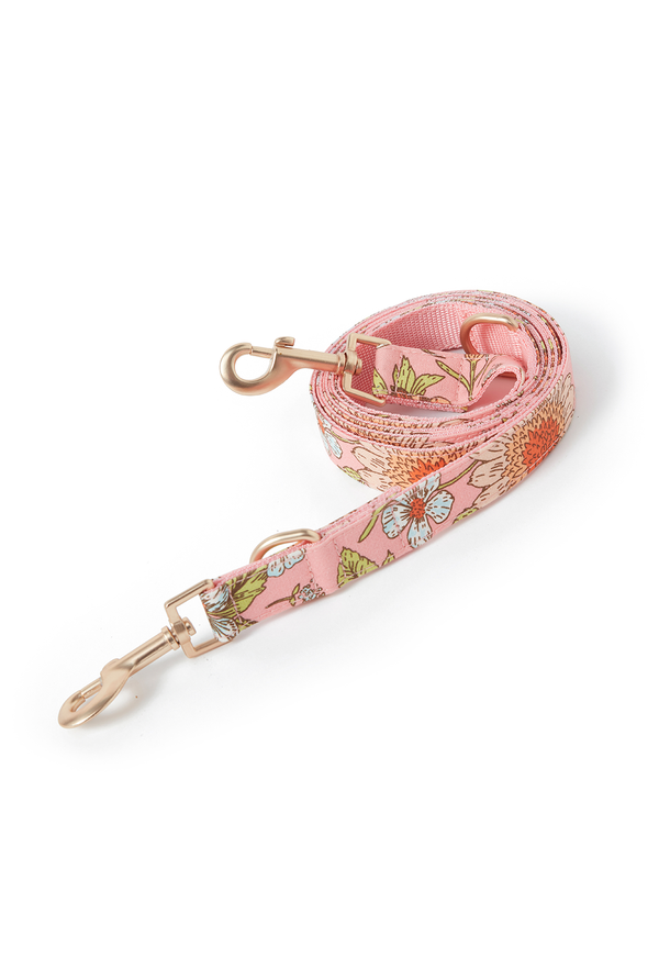 DOG LEAD FLORAL PRINT PINK