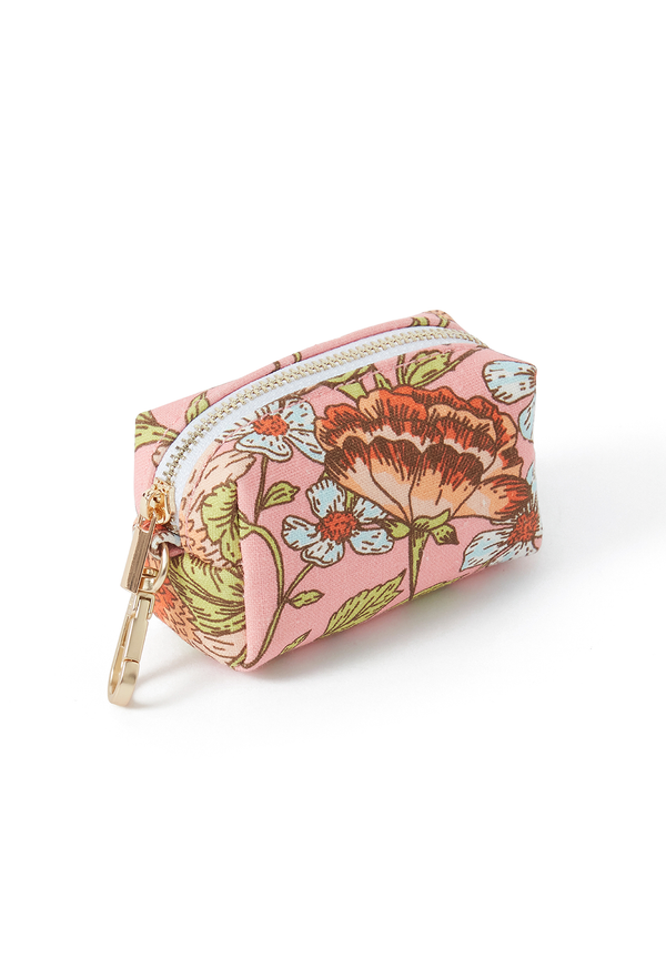 DOG WASTE BAG FLORAL PRINT PINK
